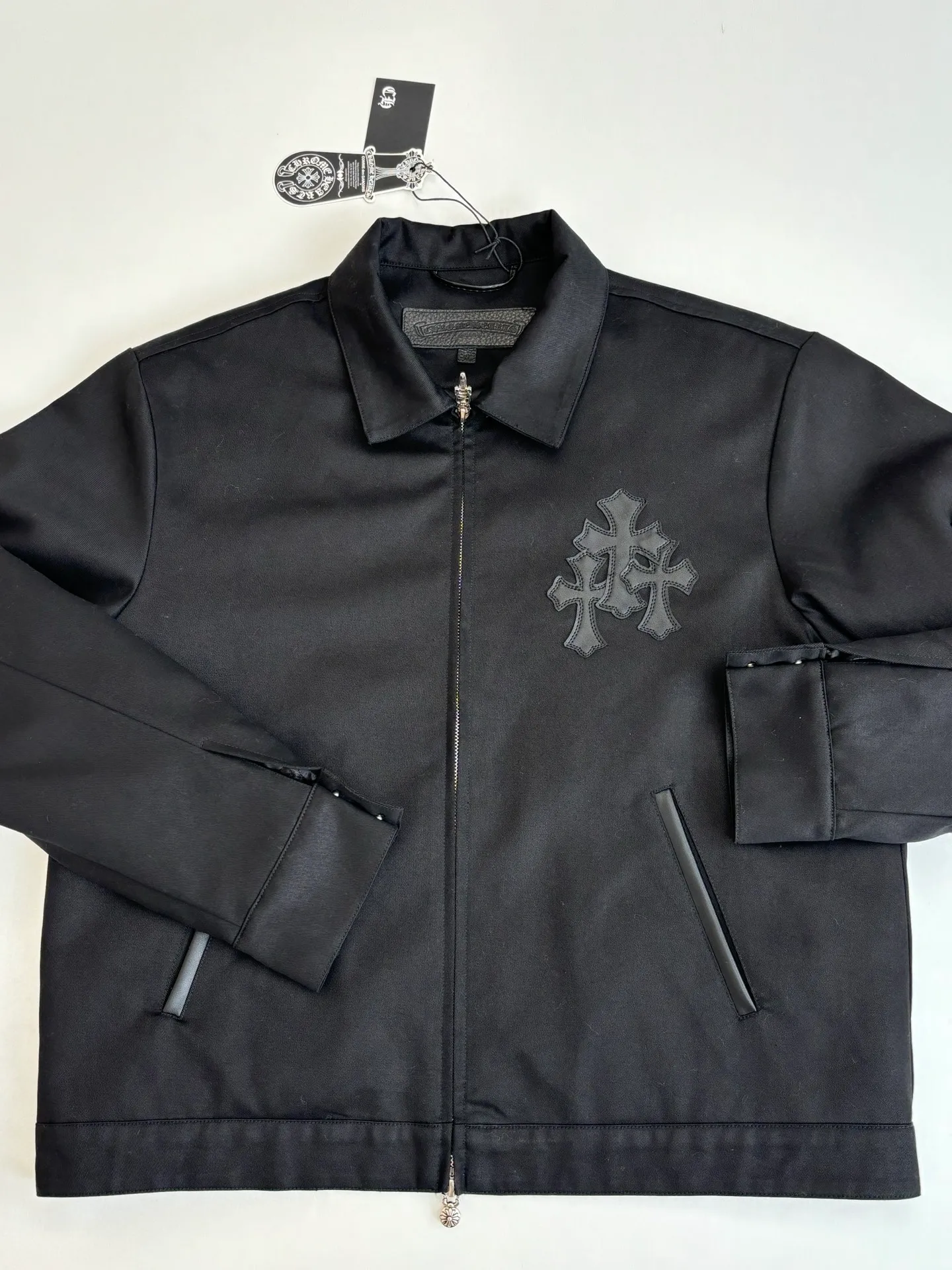 P610 Chrome heart*/Chrome heart new autumn and winter solid color leather quilted jacket Size: S/M/L/XL